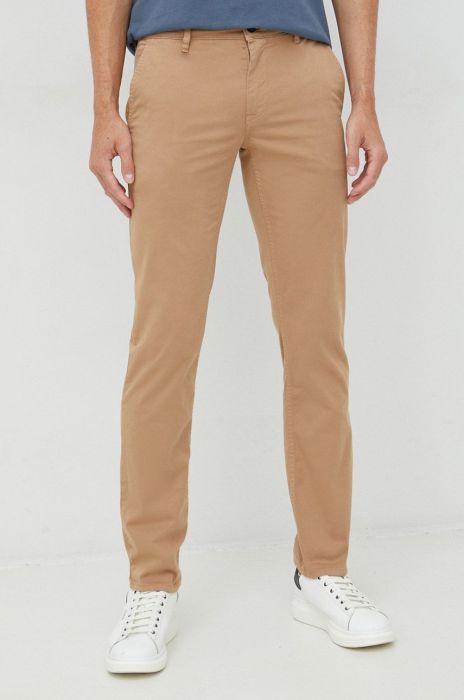 Штани BOSS Boss Casual чоловічі колір бежевий фасон chinos Штани BOSS Boss Casual чоловічі колір бежевий фасон chinos