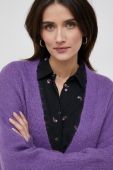 Кардиган з домішкою вовни Sisley жіночий колір фіолетовий легкий