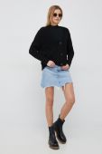 Кардиган з домішкою вовни United Colors of Benetton жіночий колір чорний легкий Кардиган з домішкою вовни United Colors of Benetton жіночий колір чорний легкий