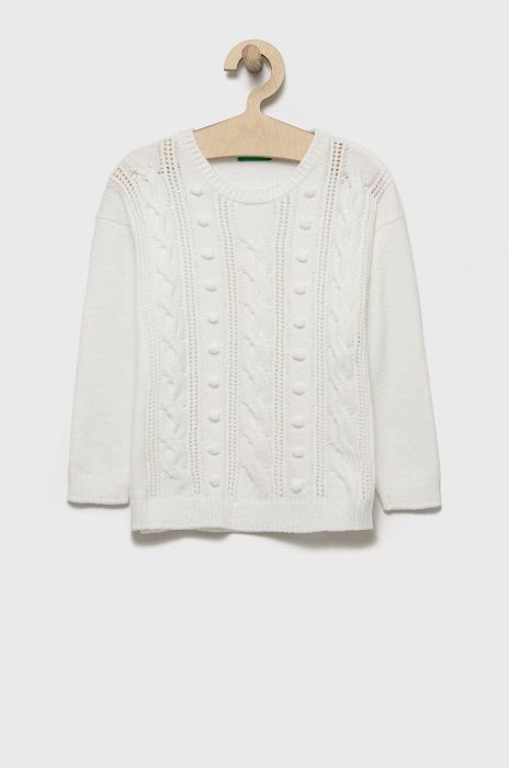 Дитячий светр United Colors of Benetton колір білий легкий (2630621) Дитячий светр United Colors of Benetton колір білий легкий (2630621)