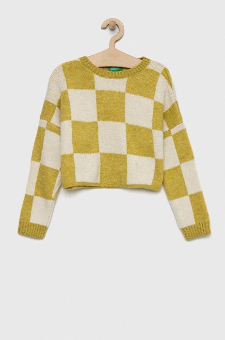 Дитячий светр United Colors of Benetton колір зелений теплий Дитячий светр United Colors of Benetton колір зелений теплий