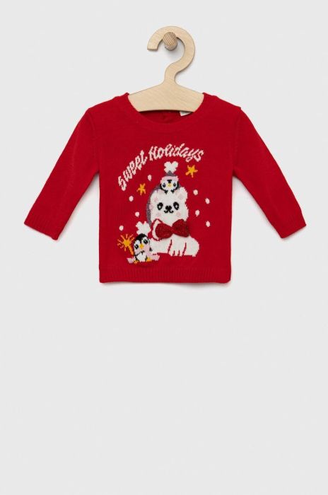 Светр для немовлят United Colors of Benetton колір червоний легкий Светр для немовлят United Colors of Benetton колір червоний легкий
