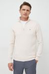 Светр Tommy Hilfiger чоловічий колір бежевий легкий півгольф Светр Tommy Hilfiger чоловічий колір бежевий легкий півгольф