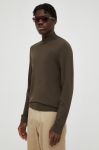 Вовняний светр Drykorn чоловічий колір коричневий легкий півгольф Вовняний светр Drykorn чоловічий колір коричневий легкий півгольф