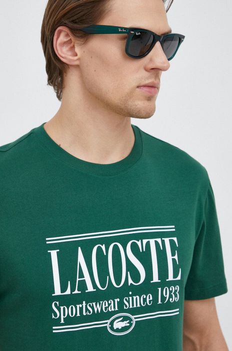 Бавовняна футболка Lacoste колір зелений з принтом (3048698) Бавовняна футболка Lacoste колір зелений з принтом (3048698)