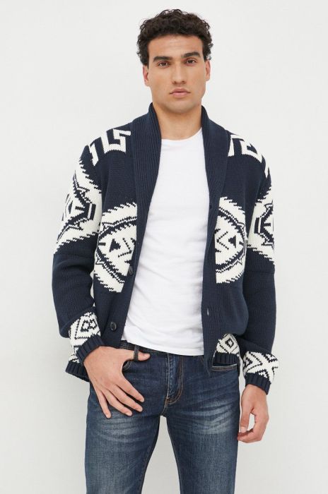 Бавовняний кардиган Lindbergh чоловічий колір синій Бавовняний кардиган Lindbergh чоловічий колір синій