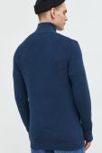 Бавовняний светер Solid чоловічий колір синій півгольф