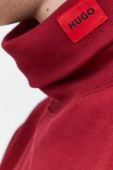 Лонгслів HUGO чоловічий колір бордовий з аплікацією