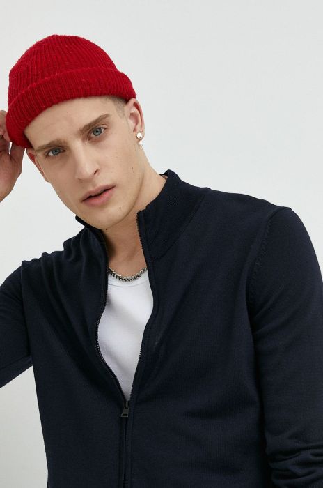 Вовняний кардиган HUGO чоловічий колір синій Вовняний кардиган HUGO чоловічий колір синій