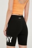 Шорти Dkny жіночі колір чорний з аплікацією висока посадка (2553221)
