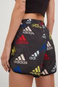 Шорти для бігу adidas Performance Brand Love жіночі візерунок висока посадка колір барвистий