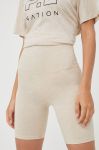 Шорти для тренувань P.E Nation Phased жіночі колір бежевий однотонні висока посадка Шорти для тренувань P.E Nation Phased жіночі колір бежевий однотонні висока посадка
