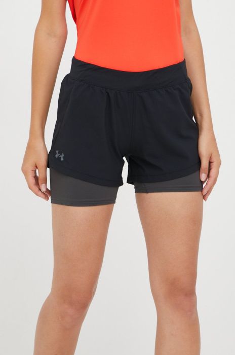 Шорти для бігу Under Armour жіночі колір чорний однотонні середня посадка UAR.1361582001-1