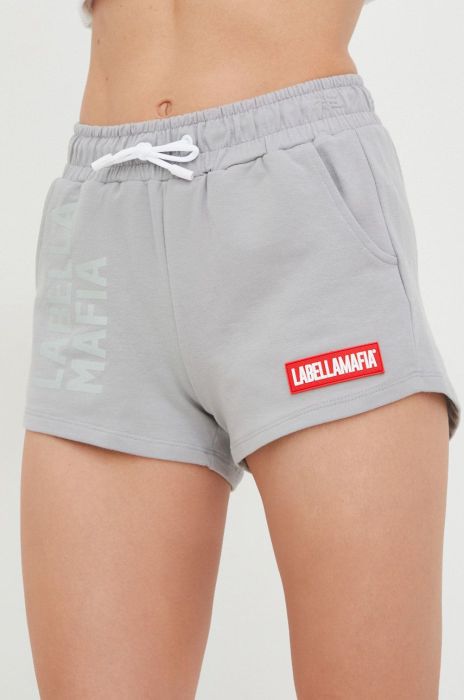 Шорти LaBellaMafia жіночі колір сірий з принтом висока посадка