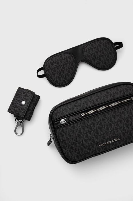 Дорожній набір - косметичка, пов'язка для очей і брелок Michael Kors колір чорний Дорожній набір - косметичка, пов'язка для очей і брелок Michael Kors колір чорний