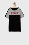 Дитяча футболка Guess колір чорний однотонний Дитяча футболка Guess колір чорний однотонний