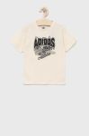 Дитяча бавовняна футболка adidas Originals колір бежевий з принтом Дитяча бавовняна футболка adidas Originals колір бежевий з принтом