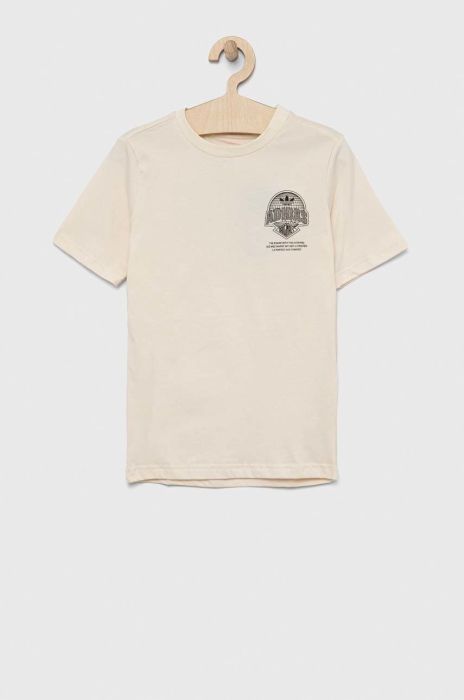 Дитяча бавовняна футболка adidas Originals колір бежевий візерунок (2896034) Дитяча бавовняна футболка adidas Originals колір бежевий візерунок (2896034)