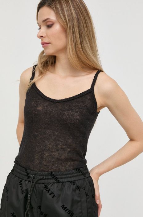 Топ з домішкою вовни Guess колір чорний (2576439)