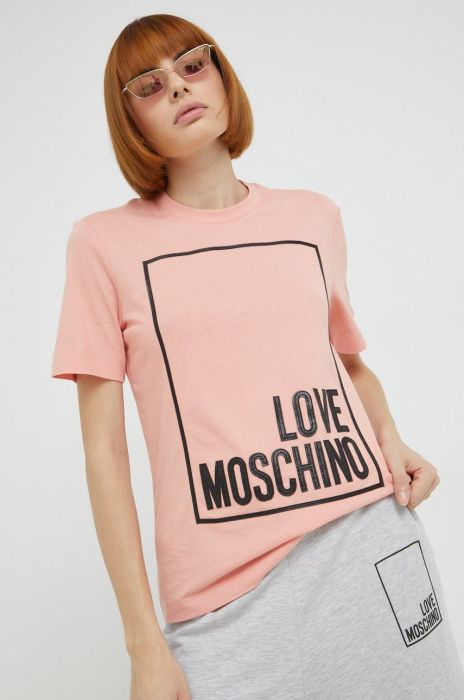Бавовняна футболка Love Moschino колір рожевий Бавовняна футболка Love Moschino колір рожевий