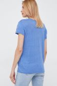Льняна футболка Polo Ralph Lauren колір блакитний Льняна футболка Polo Ralph Lauren колір блакитний