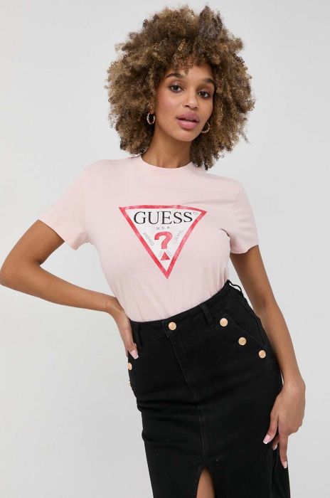 Бавовняна футболка Guess колір рожевий (3002168) Бавовняна футболка Guess колір рожевий (3002168)
