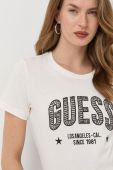 Бавовняна футболка Guess колір бежевий (2695657) Бавовняна футболка Guess колір бежевий (2695657)
