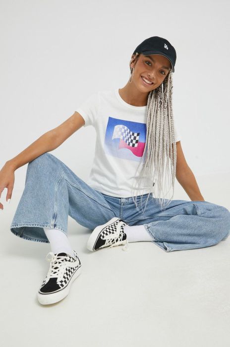 Бавовняна футболка Vans колір білий (2663840) Бавовняна футболка Vans колір білий (2663840)
