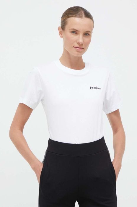 Бавовняна футболка Jack Wolfskin колір білий Бавовняна футболка Jack Wolfskin колір білий