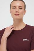 Бавовняна футболка Jack Wolfskin колір бордовий