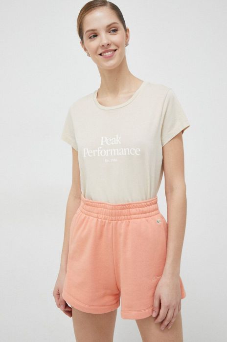 Бавовняна футболка Peak Performance колір бежевий Бавовняна футболка Peak Performance колір бежевий