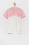 Дитяча бавовняна футболка Guess колір рожевий (2437982)