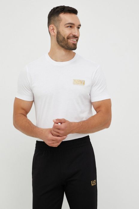 Бавовняна футболка EA7 Emporio Armani колір білий з принтом (2501734) Бавовняна футболка EA7 Emporio Armani колір білий з принтом (2501734)