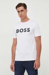 Бавовняна футболка BOSS BOSS CASUAL колір бежевий з принтом