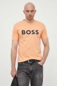 Бавовняна футболка BOSS BOSS CASUAL колір помаранчевий з принтом Бавовняна футболка BOSS BOSS CASUAL колір помаранчевий з принтом
