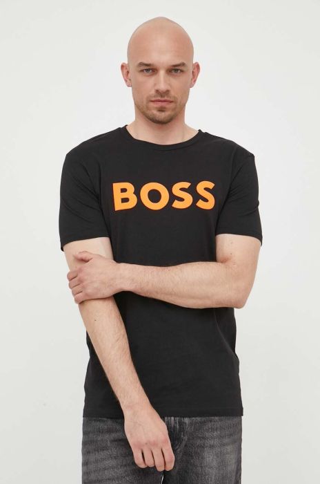 Бавовняна футболка BOSS BOSS CASUAL колір чорний з принтом (2916379) Бавовняна футболка BOSS BOSS CASUAL колір чорний з принтом (2916379)