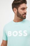 Бавовняна футболка BOSS Boss Casual колір зелений з принтом