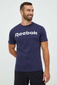 Бавовняна футболка Reebok колір синій з принтом (2688911) Бавовняна футболка Reebok колір синій з принтом (2688911)