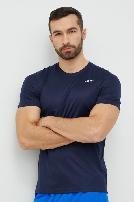 Тренувальна футболка Reebok Tech колір синій однотонна Тренувальна футболка Reebok Tech колір синій однотонна