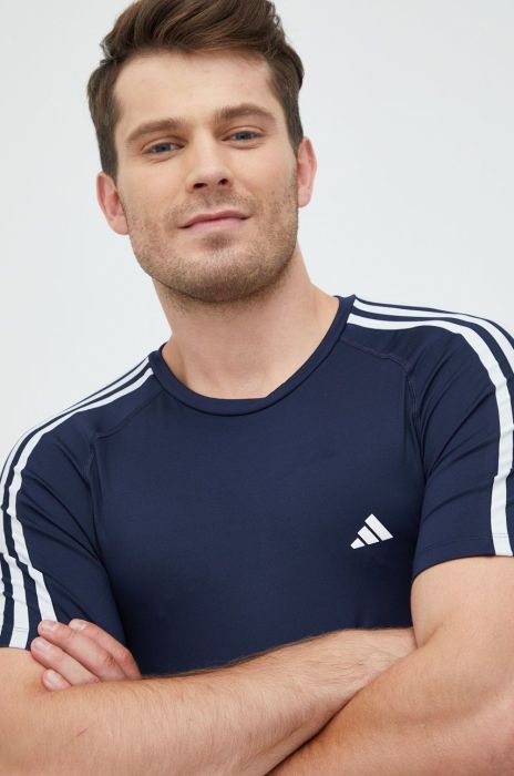 Тренувальна футболка adidas Performance Techfit 3-stripes колір синій з принтом