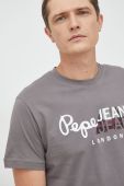 Бавовняна футболка Pepe Jeans Topher колір сірий з принтом Бавовняна футболка Pepe Jeans Topher колір сірий з принтом