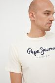 Бавовняна футболка Pepe Jeans колір бежевий з принтом (2602788)