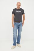 Бавовняна футболка Pepe Jeans колір сірий з принтом (2602323) Бавовняна футболка Pepe Jeans колір сірий з принтом (2602323)