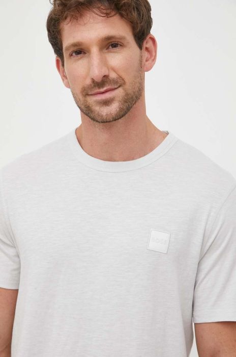 Бавовняна футболка BOSS BOSS CASUAL колір сірий з аплікацією (3480781) Бавовняна футболка BOSS BOSS CASUAL колір сірий з аплікацією (3480781)