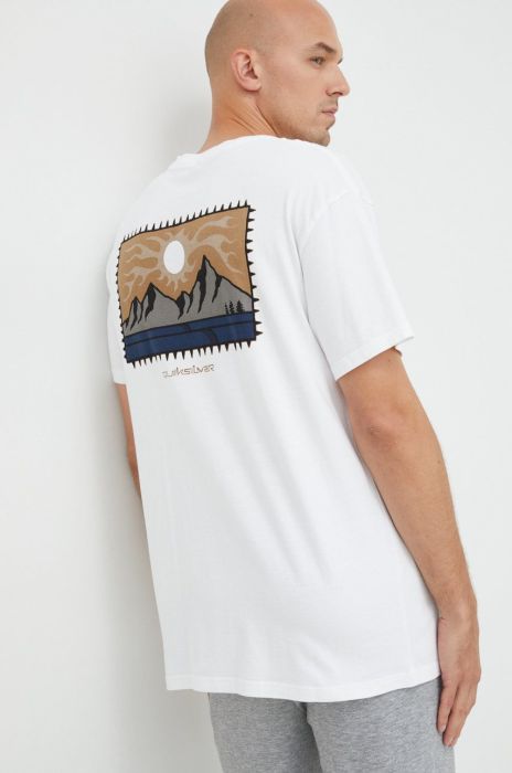 Бавовняна футболка Quiksilver колір білий з принтом (2635610) Бавовняна футболка Quiksilver колір білий з принтом (2635610)