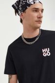Бавовняна футболка HUGO колір чорний однотонний (3321644)