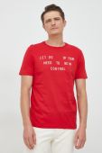 Бавовняна футболка United Colors of Benetton колір червоний з принтом