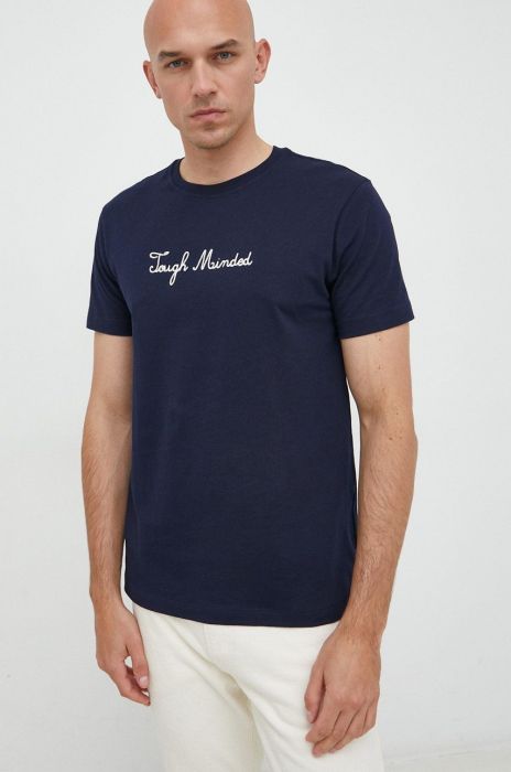 Бавовняна футболка United Colors of Benetton колір синій з аплікацією (2794102) Бавовняна футболка United Colors of Benetton колір синій з аплікацією (2794102)