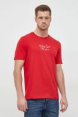 Бавовняна футболка United Colors of Benetton колір червоний з аплікацією