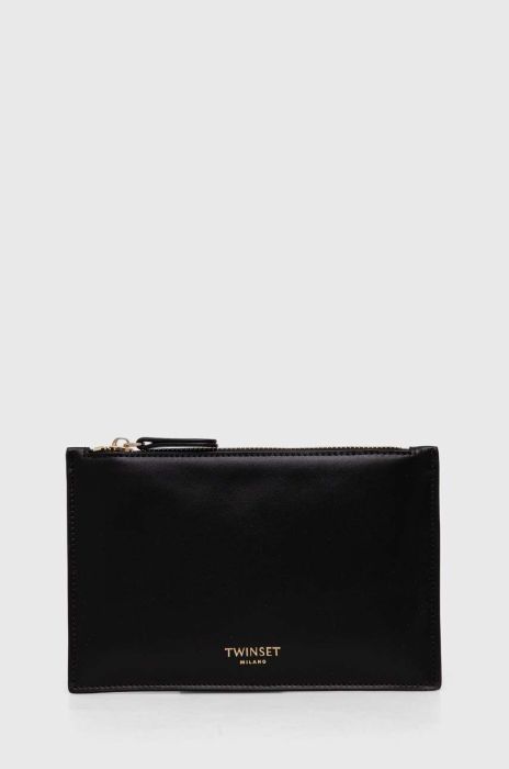 Шкіряна косметичка Twinset колір чорний Шкіряна косметичка Twinset колір чорний